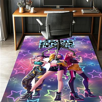 KPop Demon Hunters Patroon Vloerkleed, Binnen/Buiten Mat, voor Picknick, Speelkamer, Slaapkamer, Kantoor, Woonkamer, Huisdecoratie Tapijt, Verjaardagscadeau