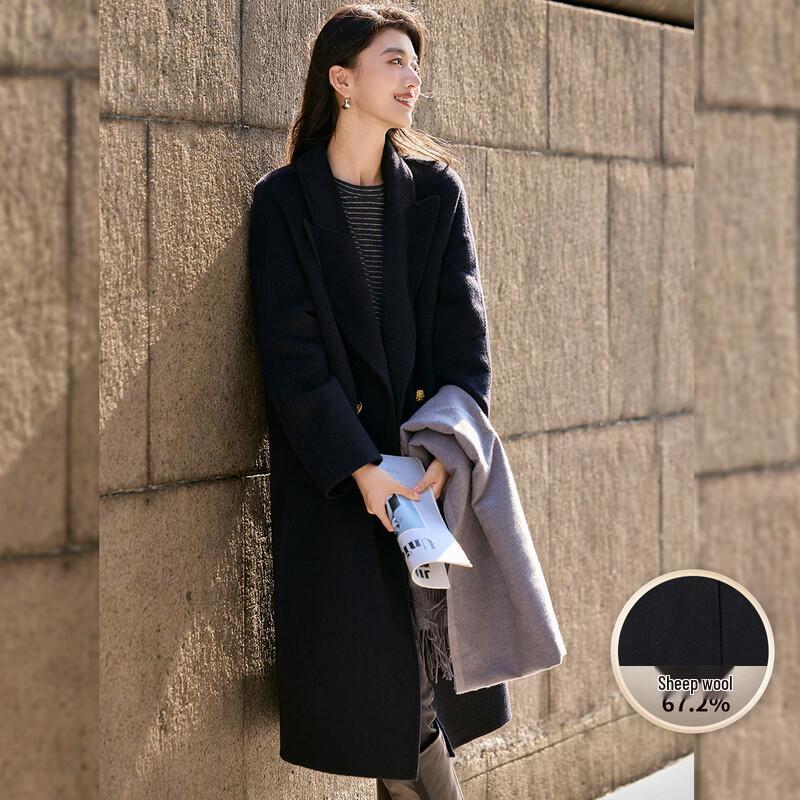 Bailuyu Elegant Long Wool Blend Double-Faced Coat for Women