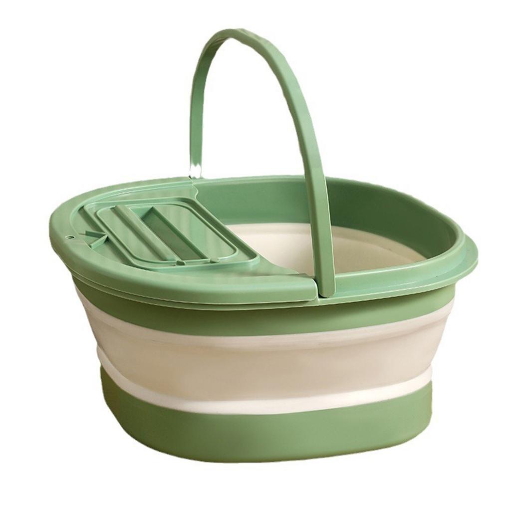 Foot Bath Tub Foldable Thickened Foot Soaking Basin with Massage Point for Home Apartment Dormitory Green White