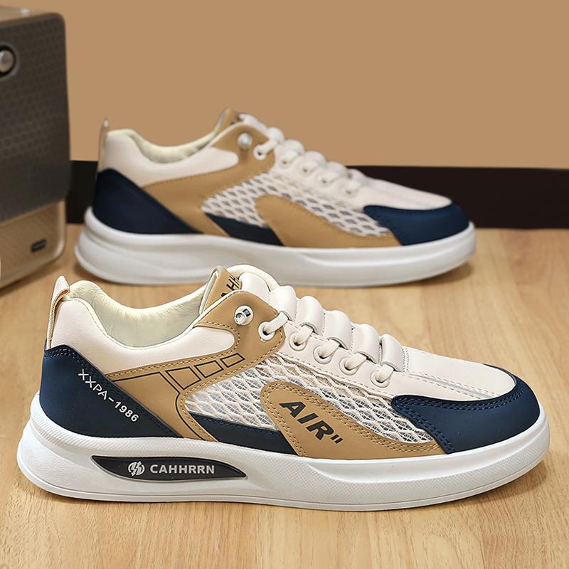 Summer men's shoes new breathable mesh shoes hollow canvas shoes men's trend versatile sports and leisure board shoes white shoes men