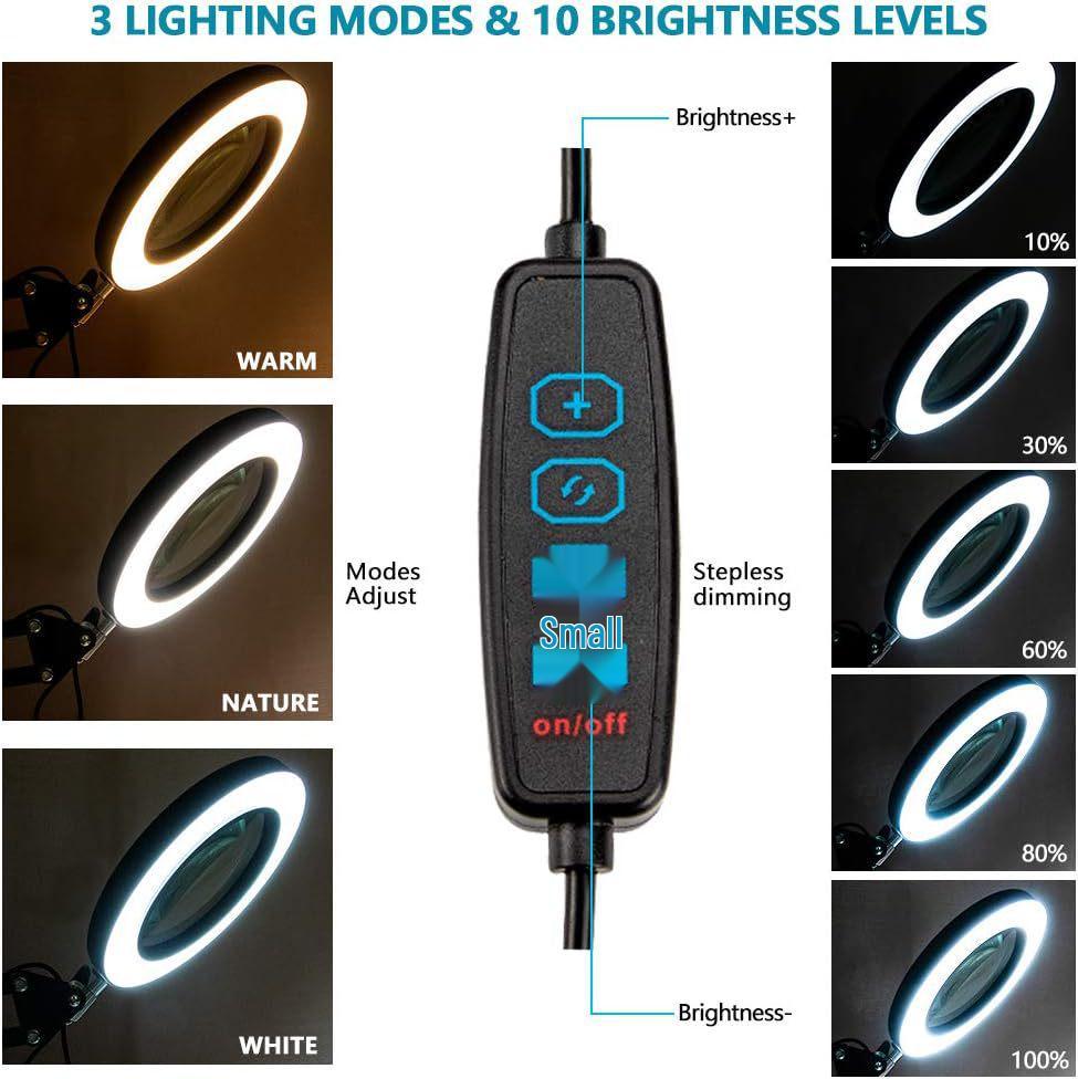 Foldable LED Magnifying Desk Lamp for Eye Protection, Reading, Nail Art, Tattoo, and Repair Work