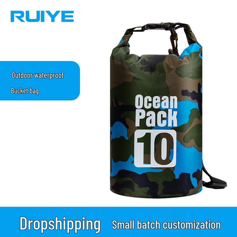 Camouflage Waterproof Outdoor Bag - Lightweight Polyester Storage for Rafting & Swimming