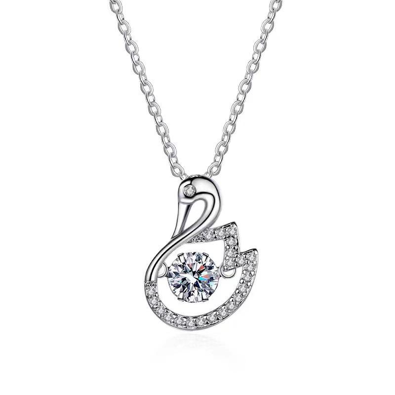 Lively Little Swan Copper Necklace for Women - Trendy Titanium Steel Clavicle Chain, Colorfast and Versatile Design