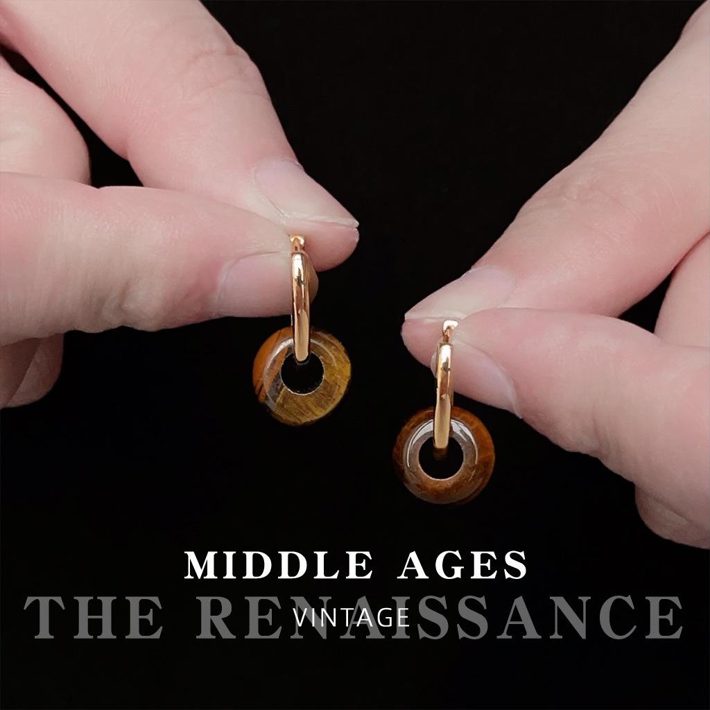 Maillard антикварный тигровый глаз камень круг серьги-клипсы французский ретро универсальные осенне-зимние серьги