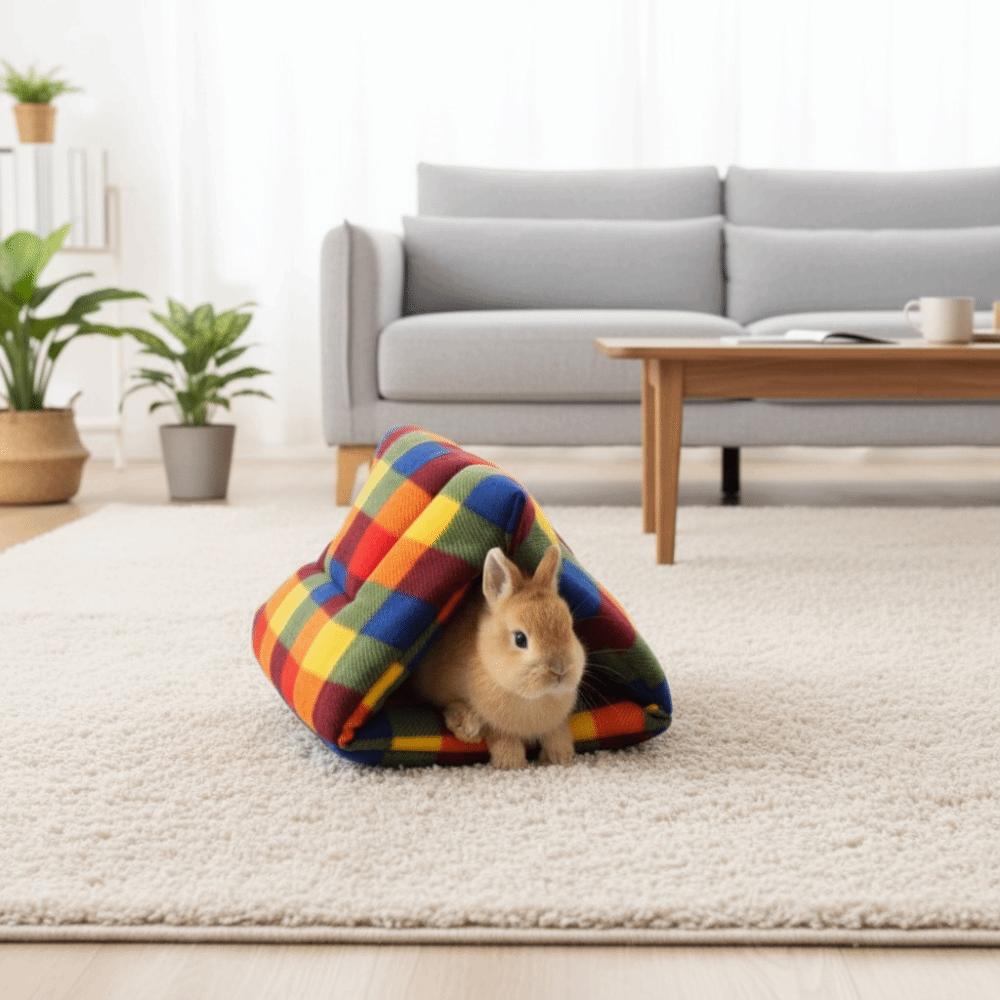 Semi-Enclosed Rabbit Cotton Nest Warm Soft Pet Hideaway Hut Thickened Comfortable Hamster Triangle Tent Autumn and Winter