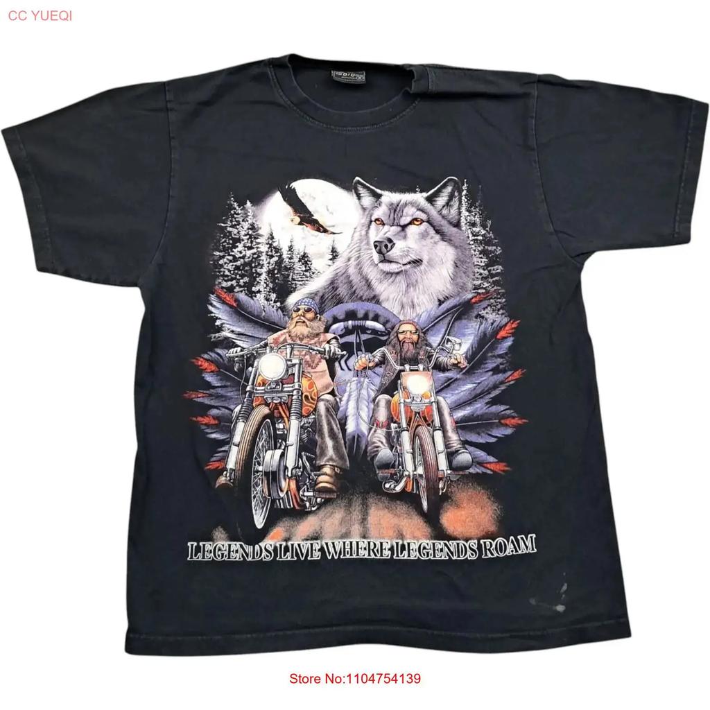 Mr Big Outfitters T Shirt Medium Mens Black Cotton Vintage Biker Wolf vintage Washed Versatile Soft graphic streetwear Casual