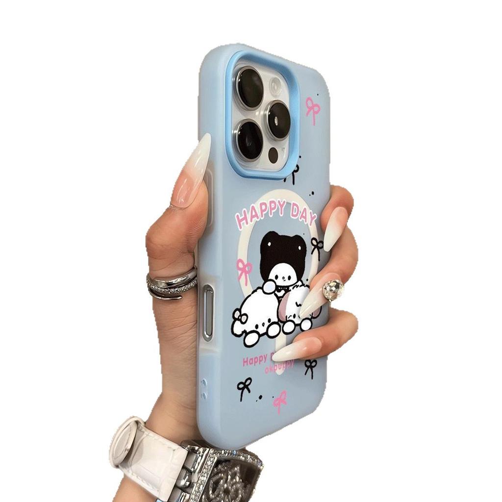 Magnetic Jelly Two-in-one Mobile Phone Case Summer Magnetic Four-corner Lanyard Silicone Strong Magnetic Mobile Phone Protective Case