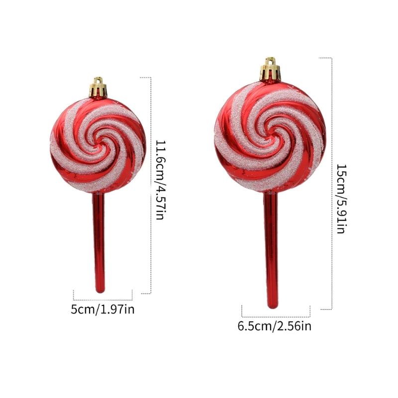 Christmas Tree Decorations Candy Ornaments Pack of 4 Lollipop Hanging Ornaments for Festivals