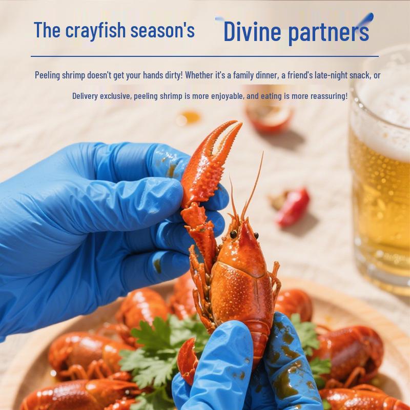 Durable Thickened Nitrile Gloves, Powder-Free, High Elasticity, Food Grade, Waterproof, Oil-Proof, Ideal for Household Cleaning.