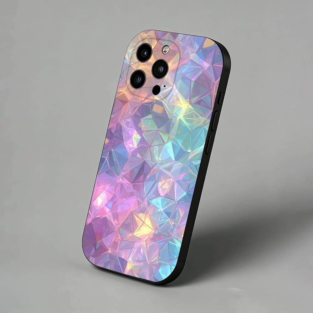 Holographic Bubble Y2K Style Slim Back Phone Case for iPhone 17 Air 16 Pro Max 16e 15 Plus 14 13 Mini 12 11 Protective Cover