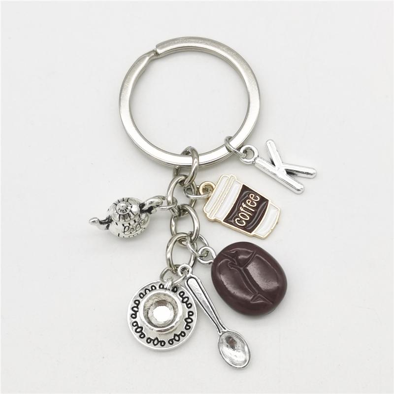 

Брелок с 26 буквами, кулон в виде кофейного зерна, брелок с кофе, повседневный брелок, креативные сувениры, подарки K
