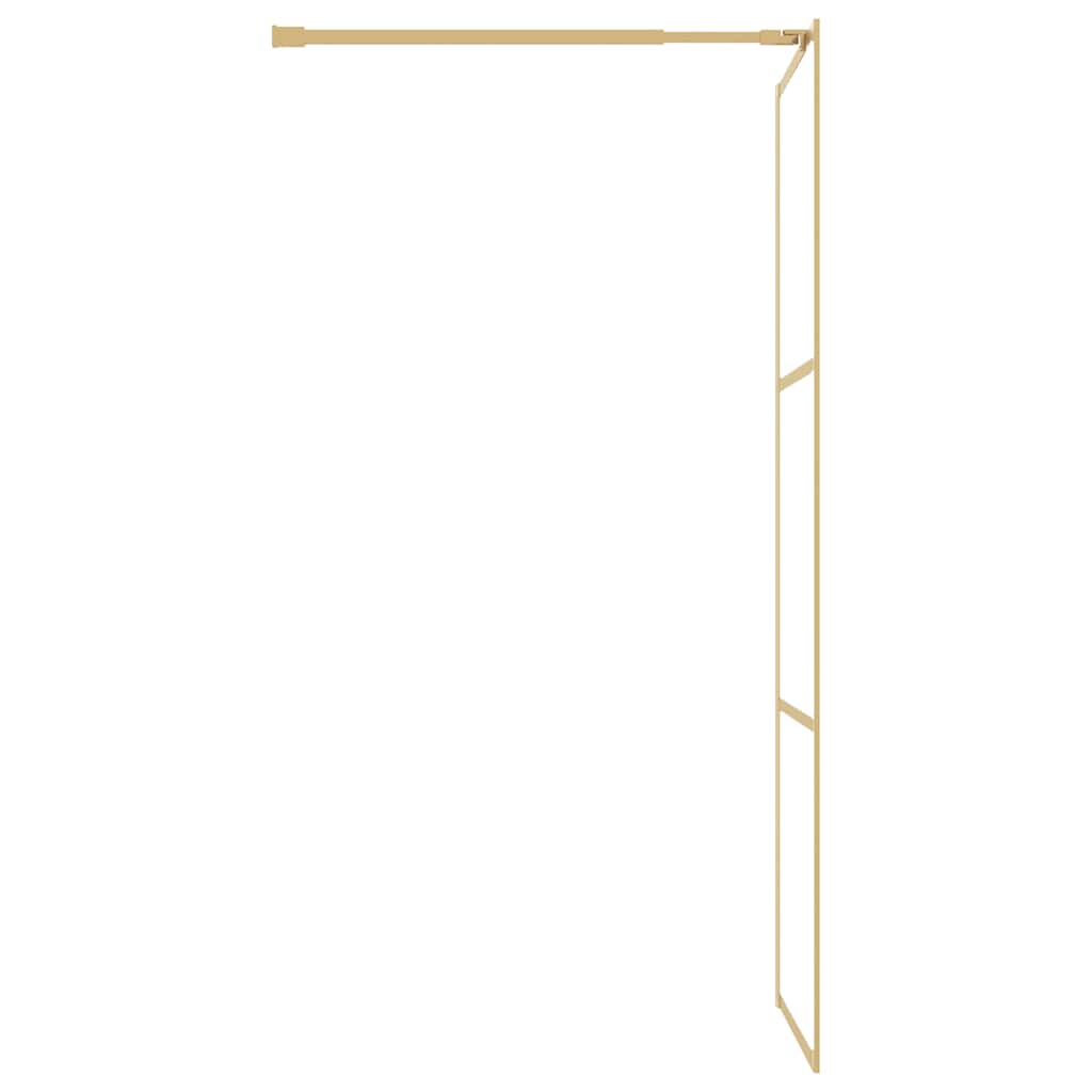 Walk In Shower Screen with Tempered Clear Glass and Gold Frame 90 X 195 Cm