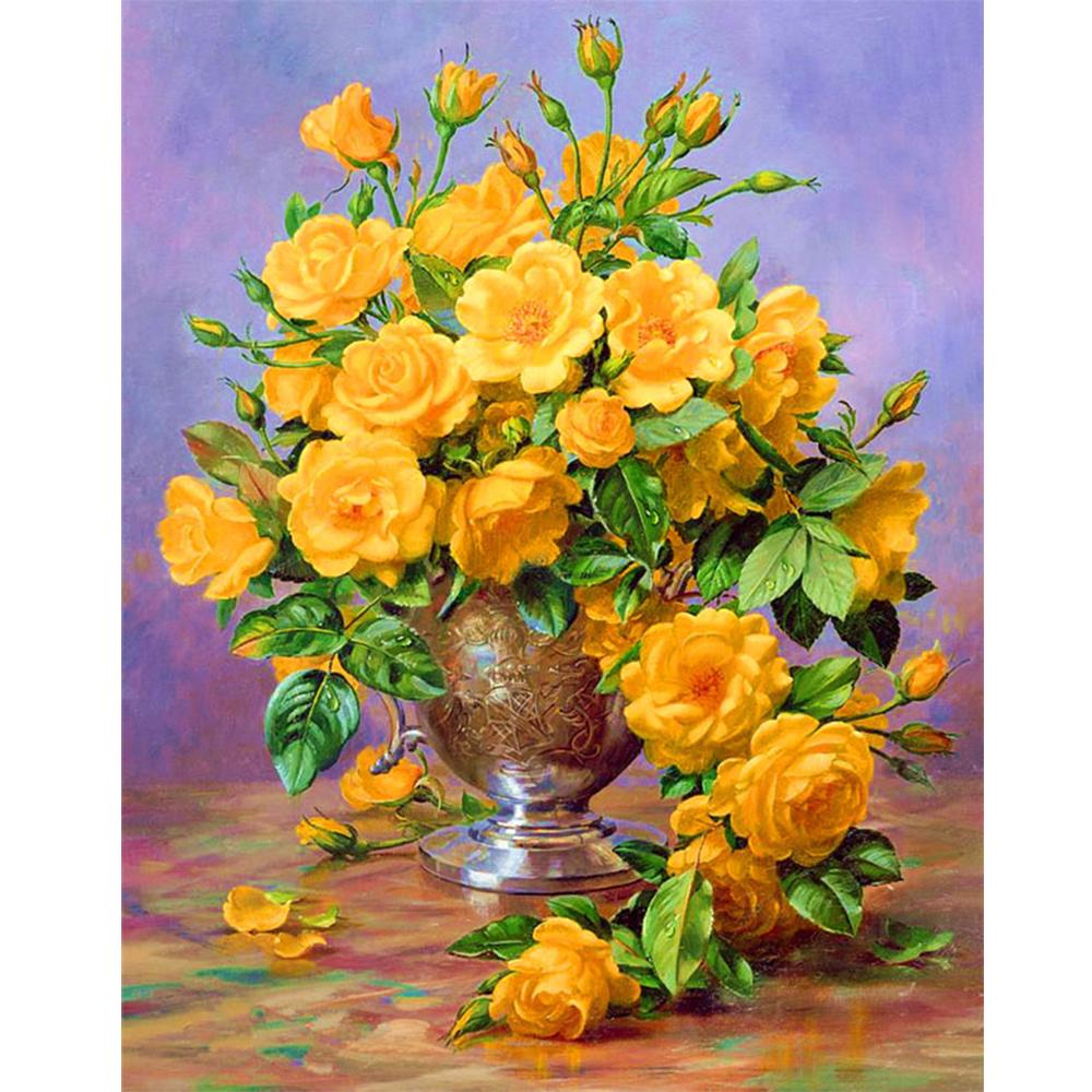 12* 16 inches/30* 40cm DIY 5D Diamond Painting Kit Flower Resin Rhinestone Mosaic Embroidery Cross Stitch Craft Home Wall Decor