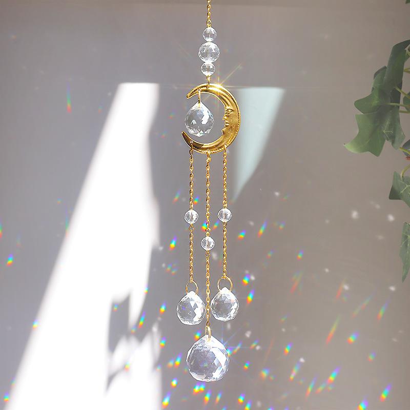 High Quality Eco-Friendly Handmade Polished Crystal Sun Catcher Ball Shape 35-40cm Feng Shui Hanging Wind Chime Window