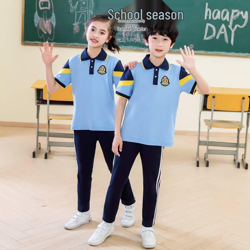Summer School Uniform Set: Kindergarten To Middle School, Short Sleeve Two-Piece for Sports and Classes