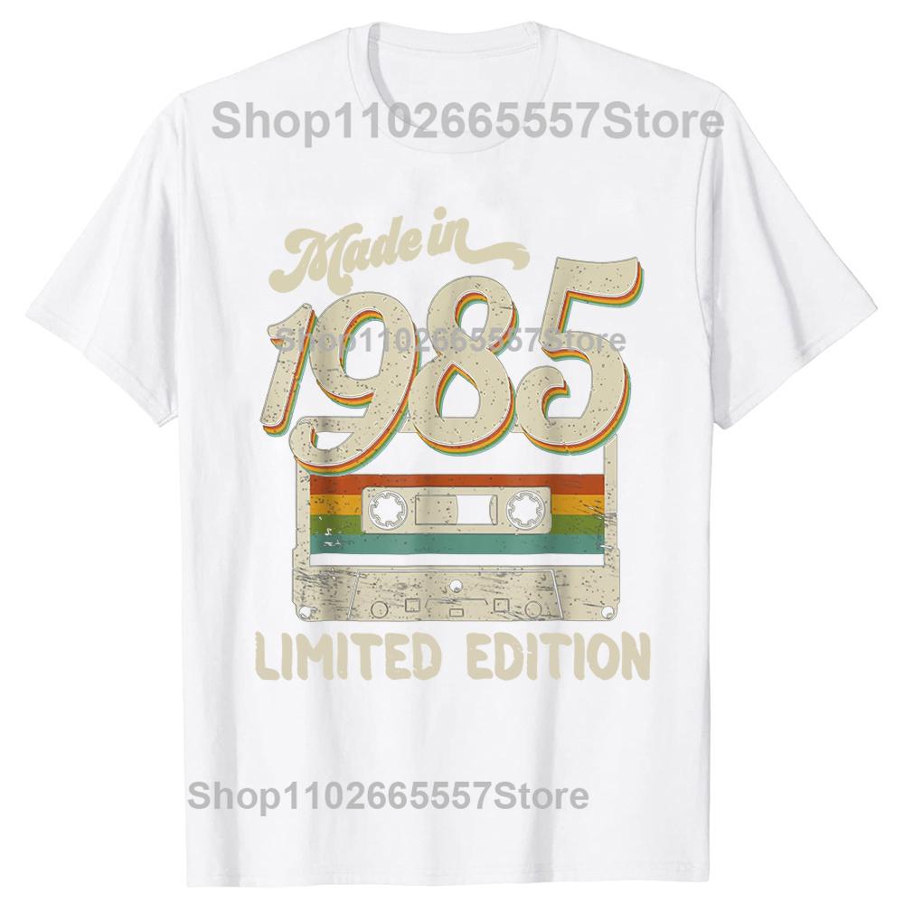 Funny Made In 1985 Limited Edition 40th Birthday Cassette Tape T Shirt Cotton Streetwear Short Sleeve Birthday Gifts T-shirt Men