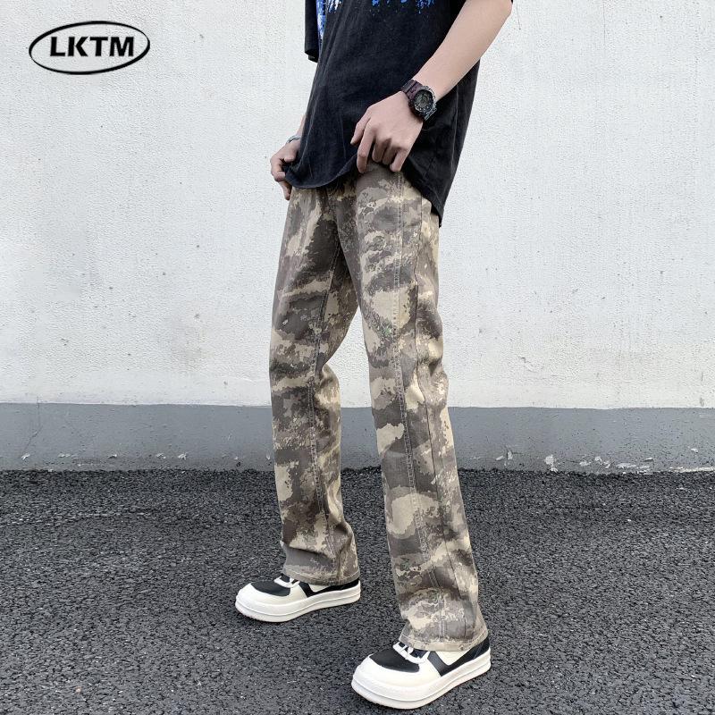 

LKTM Unisex Patchwork Camouflage Slim Fit Micro Flare Pants M (105-120 jin) пустельний/камуфляжний