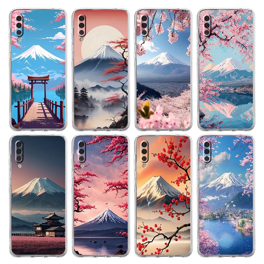 Phone Case For Samsung A26 A36 A56 A54 A52 A50 A70 A40 A20E A12 A14 A16 A22 A24 A42 A34 A32 5G A06 Cover Japan Mount Fuji Cherry