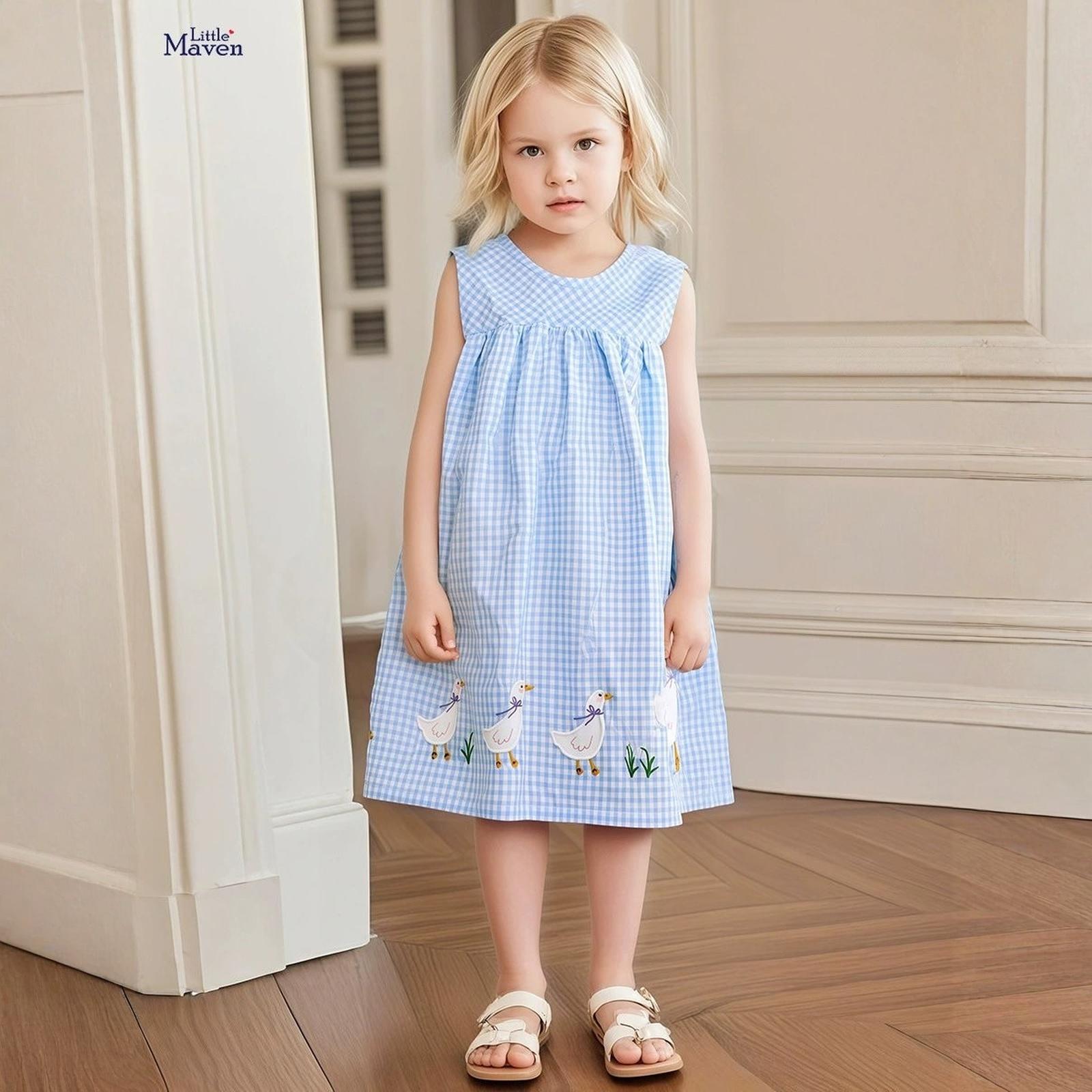 

Девочки Летний Без рукавов Милый Сарафан Детское Платье-майка 90 небесно-голубой