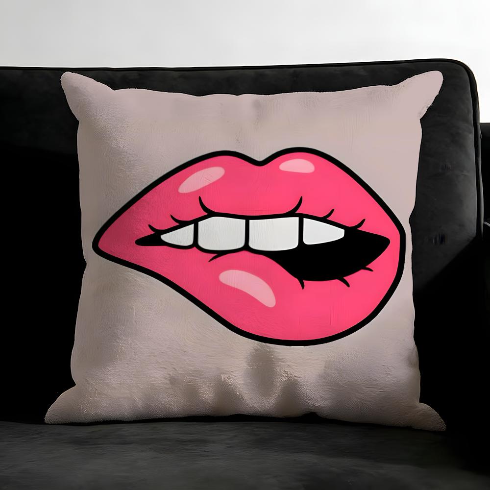 Lips Fashion Cushion Cover Pillowcase Ultra Soft Skin Friendly Fabric Cloud Like Comfort Concealed Zipper