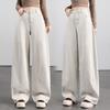 High-Waisted Curved Leg Jeans for Women - 2026 Spring New Style, Pear Shape, Hip-Covering, Slimming, Loose Wide Leg, Floor Length, Casual Long Pants