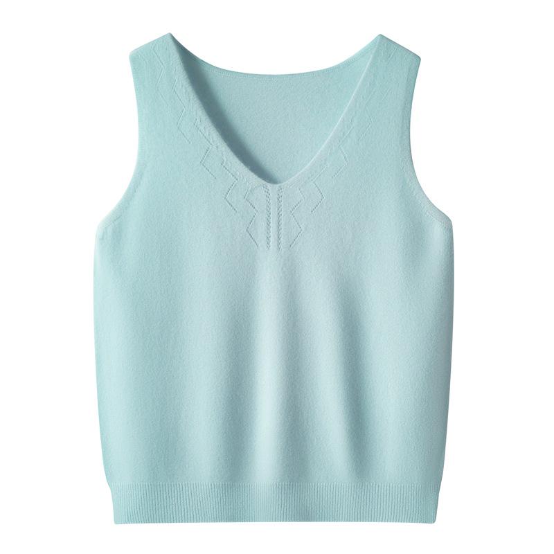 Women's Stylish Hollow-Out Knit Camisole: Chic, Loose, Sleeveless Top for Layering or Outerwear