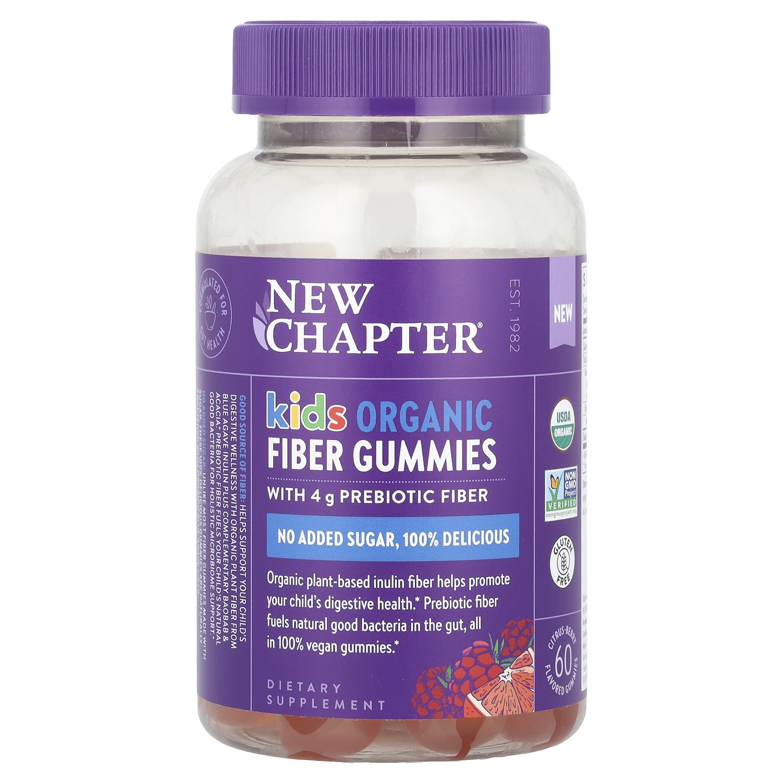 

Kids, Organic Fiber Gummies, Citrus-Berry, 60 Gummies