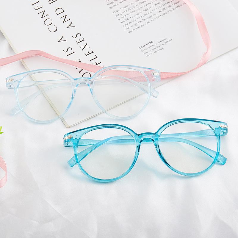 Fashion Glasses Eye Small Glasses Frame Ladies Retro Style Eyewear Ladies New Fashion Glasses Frame Personalized Flat Mirror Transparent Jelly Color