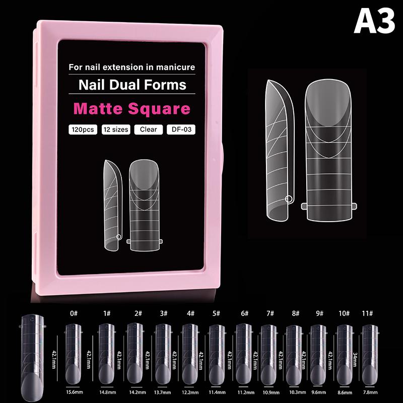 Dual Form Coffin Nail Tips 120pcs  Extension Reusable Mold For Quick and Easy Professional Manicure At Home