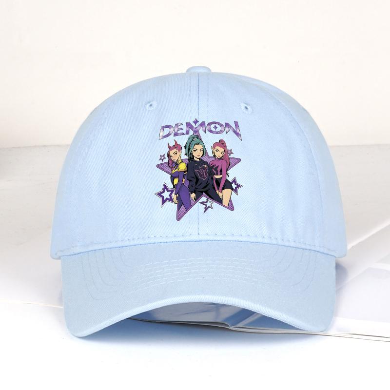 Demon Girl Group Cartoon Print Baseball Cap Men Women Y2K Streetwear Washed Cotton Adjustable Dad Hat Sun Hat