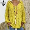 Women's Fashion Casual Fall Winter Solid Color Print Long Sleeve Hooded Sweaters