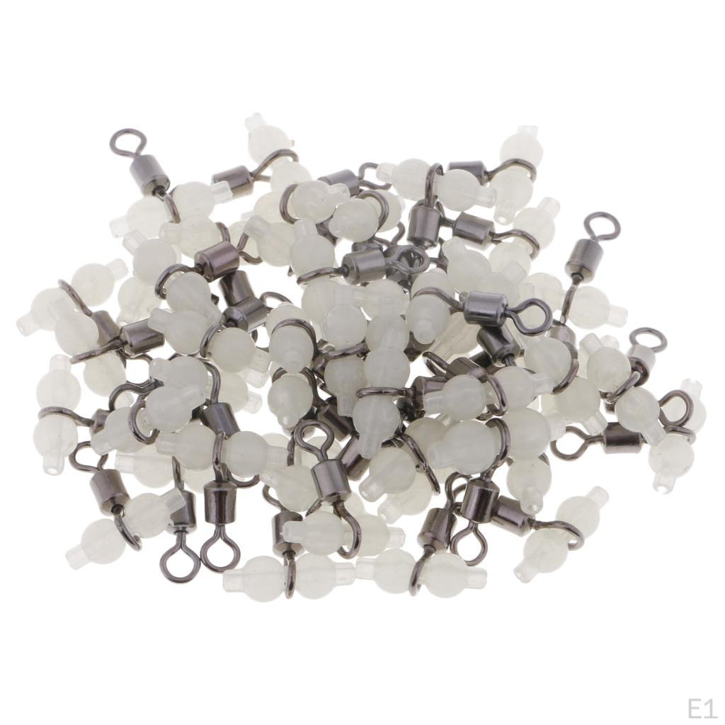 50 Pcs Water Bottle with Glow Beads Luminous Fishing Triple Swivel