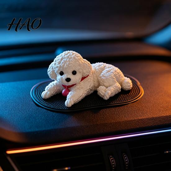 Beruhigende sensorische Figur Niedliche Hunde-Figur, Auto-Armaturenbrett-Dekoration mit Anti-Rutsch-Matte, Dekoration für weiches TPR-Fidget-Spielzeug, Auto-Innenraum