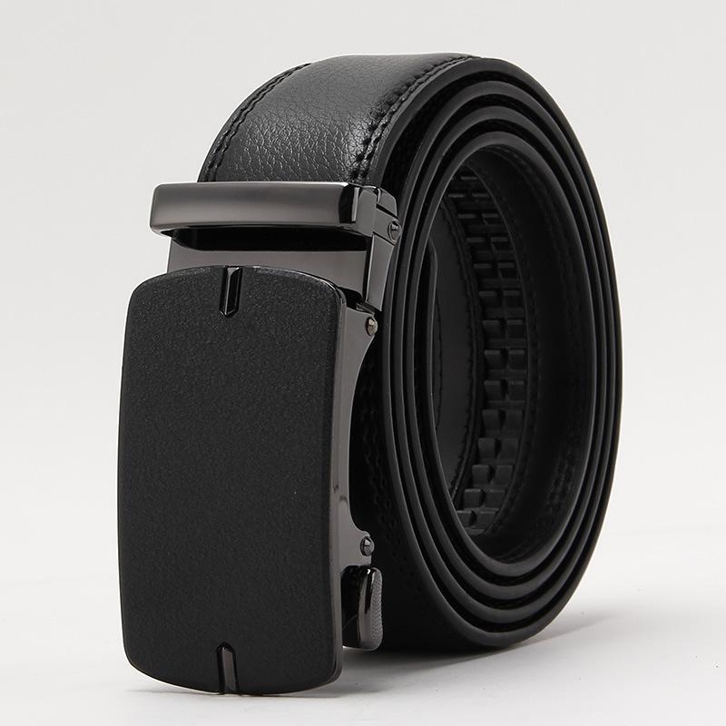 Frosted Automatic Buckle Edge Two-Layer Cowhide Belt, Business And Leisure Men'S Trendy Belt