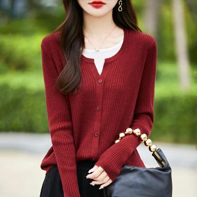 Women's Cashmere Cardigan 50% Wool 50% Silk Women's Autumn and Winter Cashmere Cardigan Soft and Warm