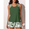 Costum de baie Tankini cu două piese, fără mâneci, pentru femei, stil vestă
