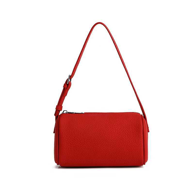 Женская кожаная сумка-пенал Нишевый дизайн Высококачественная цилиндрическая сумка через плечо красный