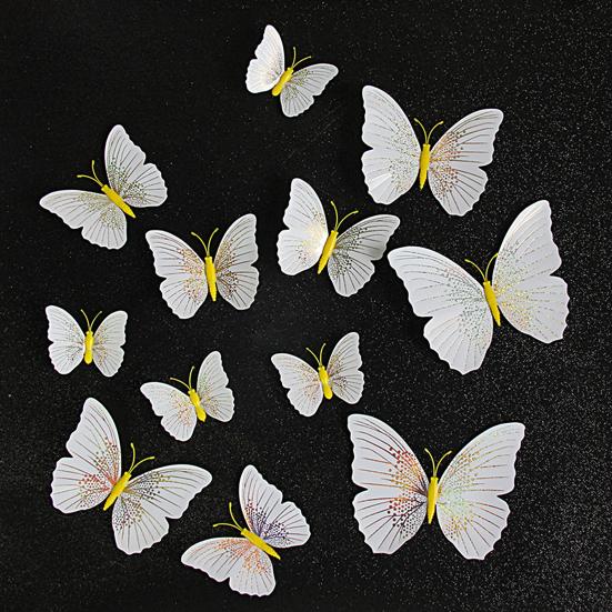 12Pcs Wall Decal Waterproof Realistic Removable Ambilight 3D Wall Sticker Butterfly Wall Stickers