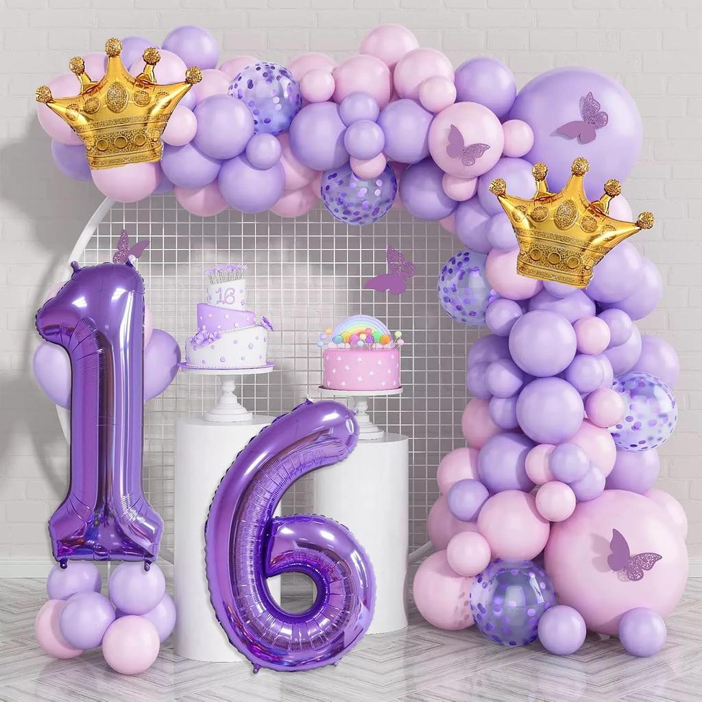 Purple 1 Balloon 40 Inch,Giant Number 1 & Mini Crown Balloons Set for Girl Boy 1st Birthday Party Decorations,Purple Birthday Party Decorations