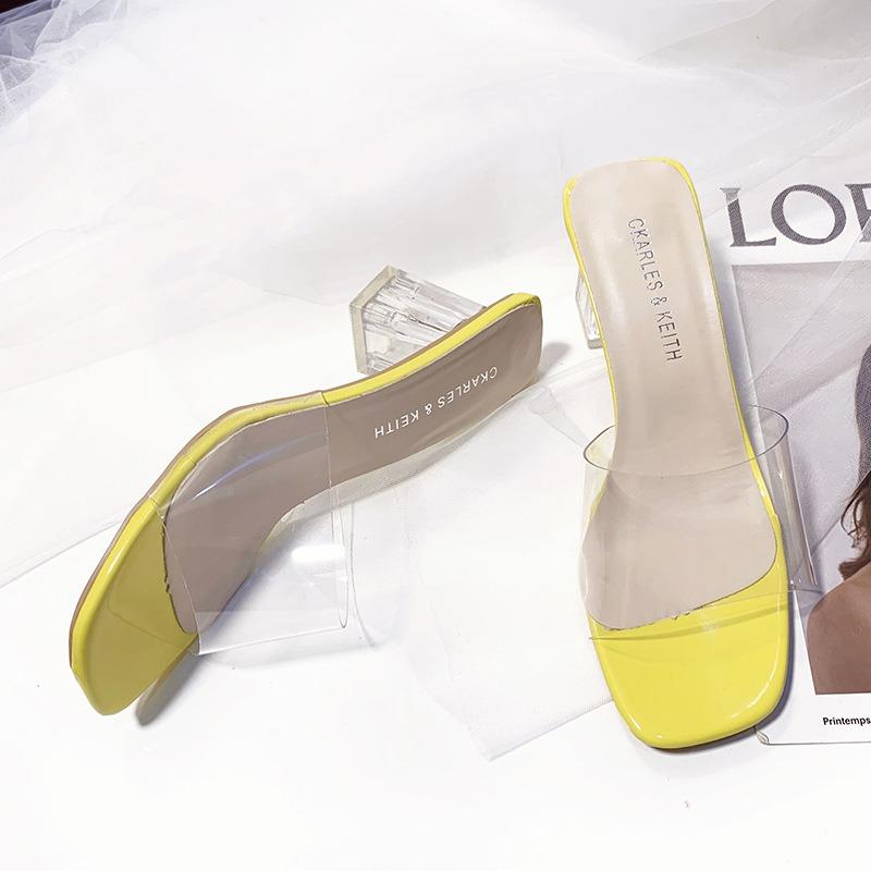 Spring and summer new seaside vacation thick heel transparent sandals women's sandals women's high heels