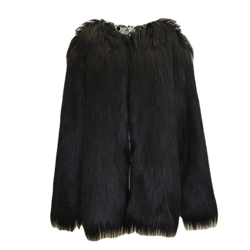 Women's fur jacket imitation beach sheep hair medium and long coat washed fox hair long sleeves large size floating hair top