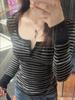 Color-Woven Plush Striped U-Neck Long Sleeve T-Shirt, Slimming and Sexy Autumn 2025 Fashion.