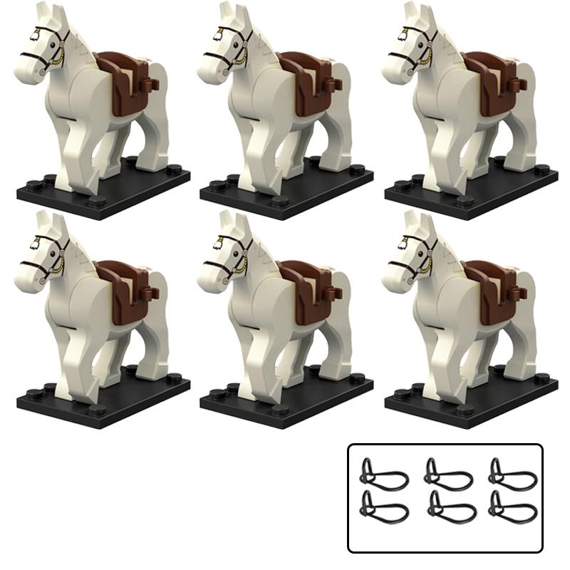Medieval Military Building Blocks Cavalry Army Horse Animal Elephant Camel Wolf Crocodile Brick Toy Accessories S003