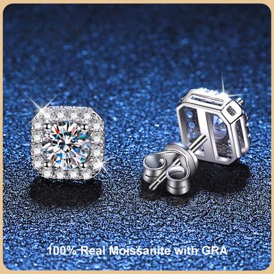 Luxus Designer Echt 1 Karat Moissanit Diamant Ohrstecker für Frauen S925 Sterling Silber Ohrring Hochzeit Edlen Schmuck