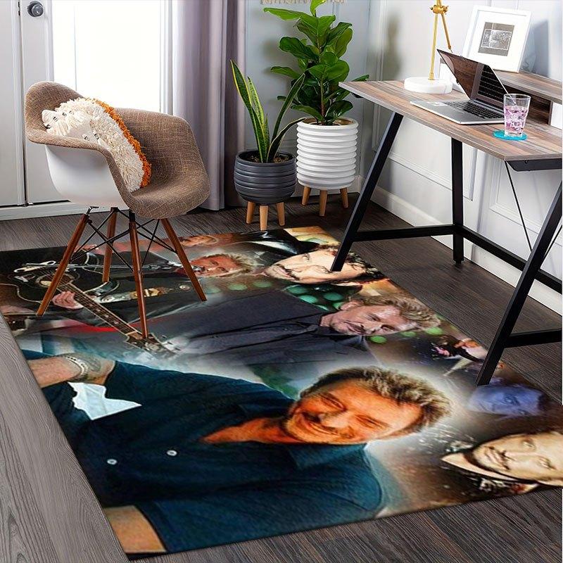 Johnny Hallyday Poster Collage - Music Legend Art PrintOffice Mat Perfect for Home Decor Office Desk Chair Rugs Chair Carpet for office Poly