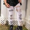 Cat Print Velvet Tights With Hip Lifting And Slimming For Casual Women