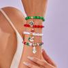 Christmas Day Color Acrylic Diamond Snowflake Bell Elastic Beaded Bracelet Christmas Set