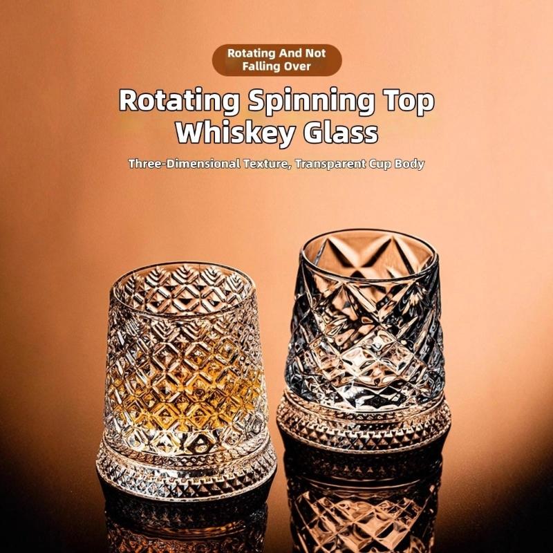 Premium Clear Whiskeys Glass with Rotating Base for Stress Reduction Crystal Cocktail WIne Glass Elegant Glassware Gift