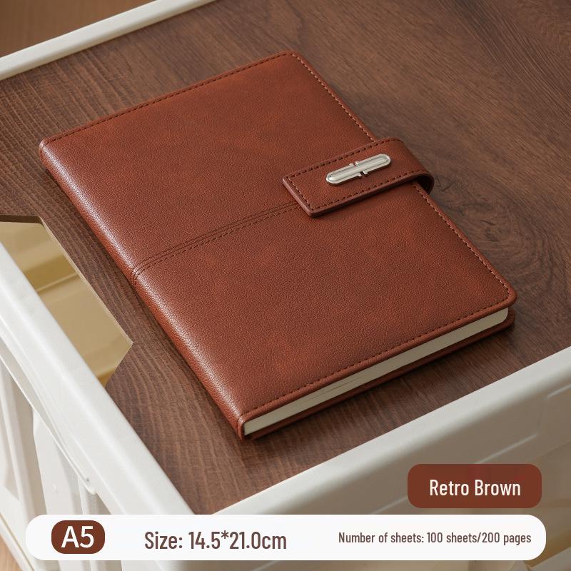 A5 Custom Logo Soft Leather Business Notebook Gift Set with Buckle Closure
