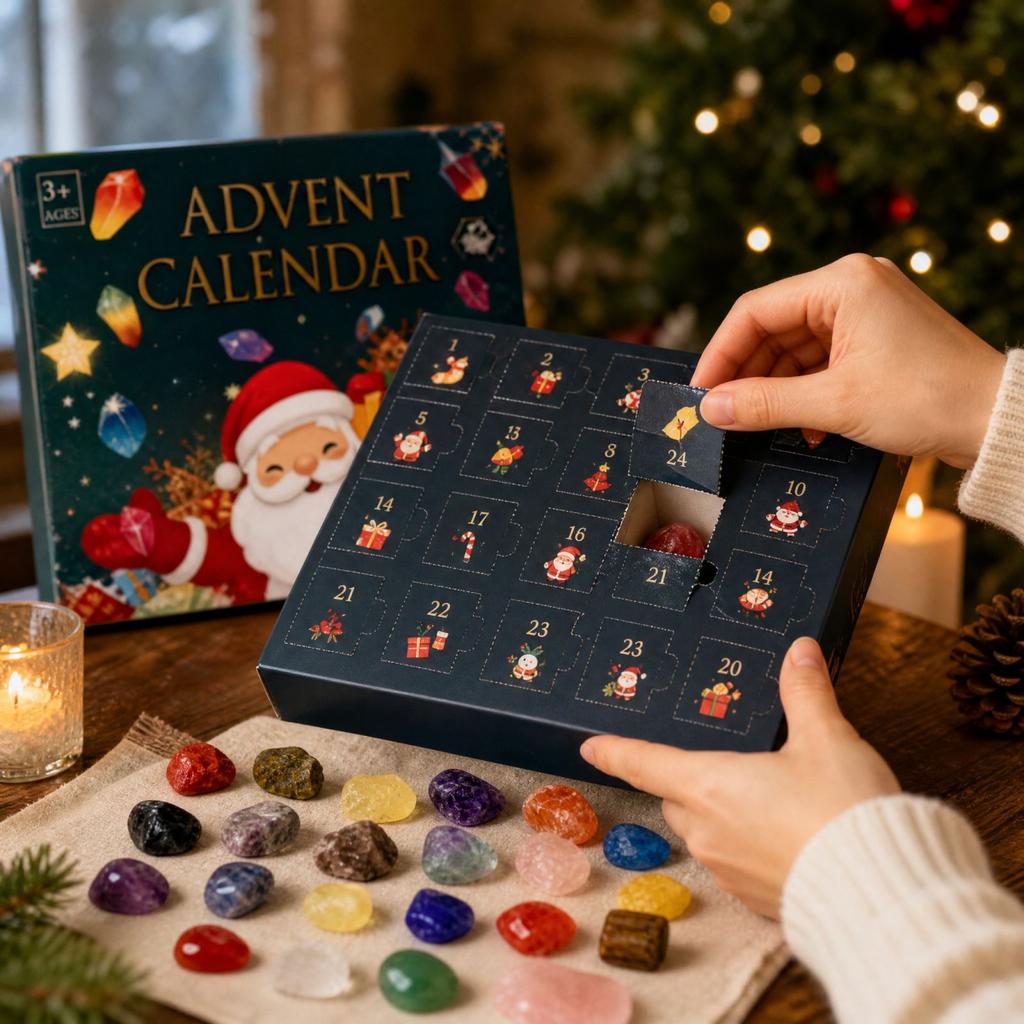 Days Christmas Advent Calendar - Gemstone Punch Box with 3D Design for Kids and Adults